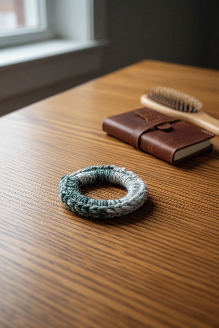 Green/White Hair Tie Crow's Perch Artworks