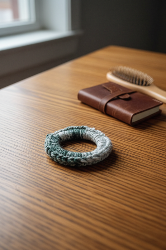 Green/White Hair Tie Crow's Perch Artworks