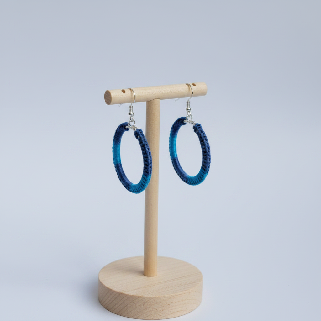 Blue Hoop Earrings Crow's Perch Artworks