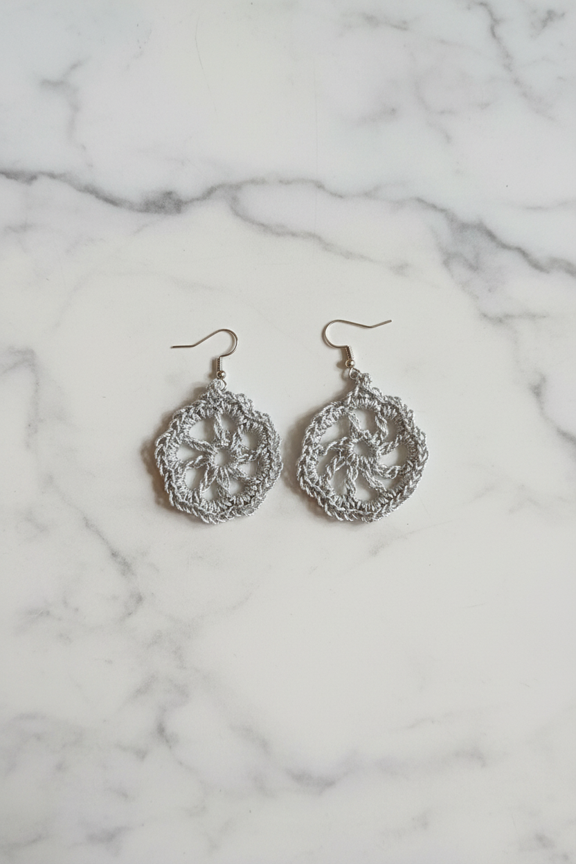 Silver Wagon Wheel Earrings Crow's Perch Artworks