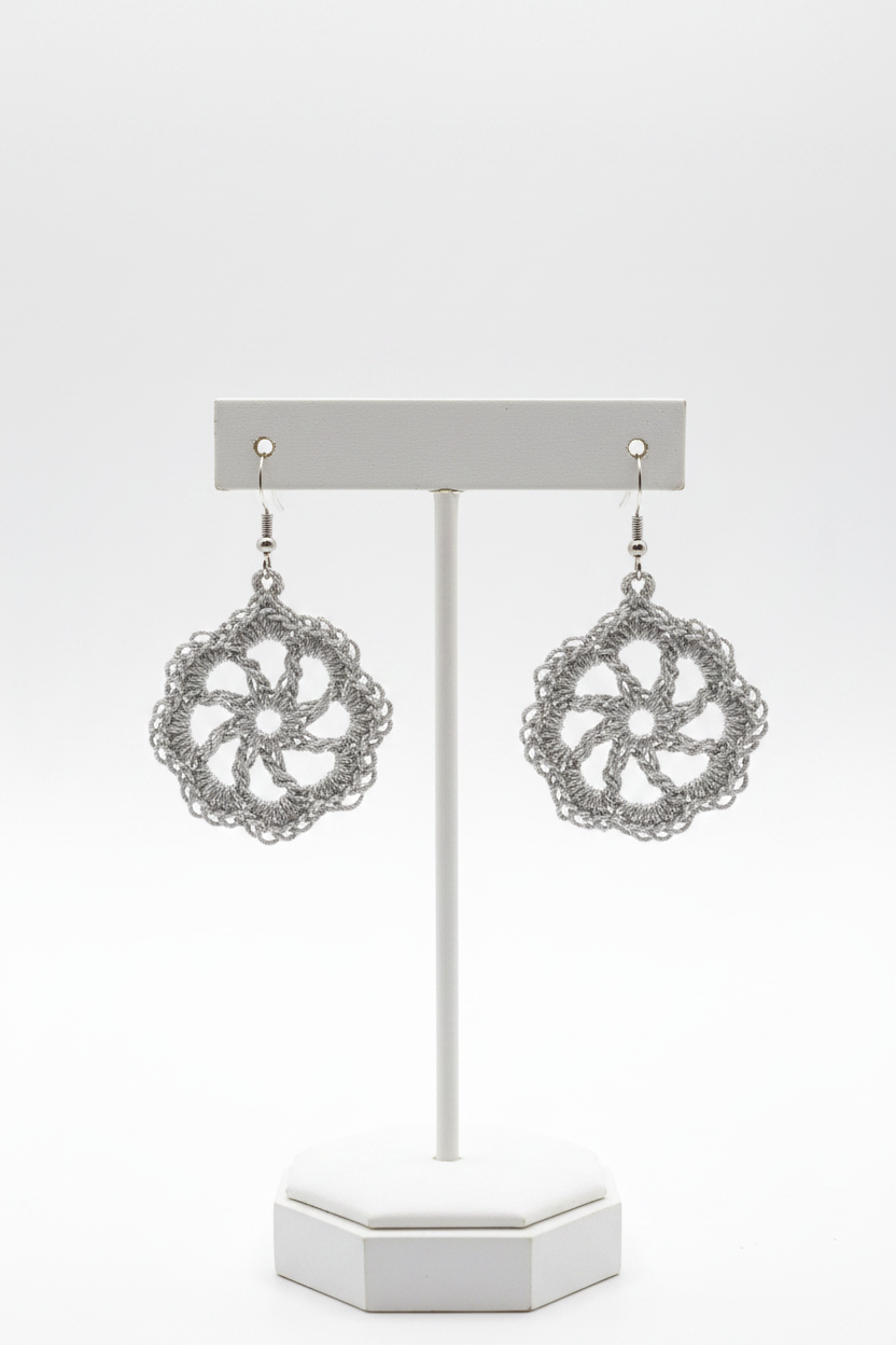 Silver Wagon Wheel Earrings Crow's Perch Artworks