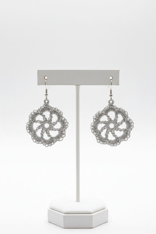 Silver Wagon Wheel Earrings Crow's Perch Artworks
