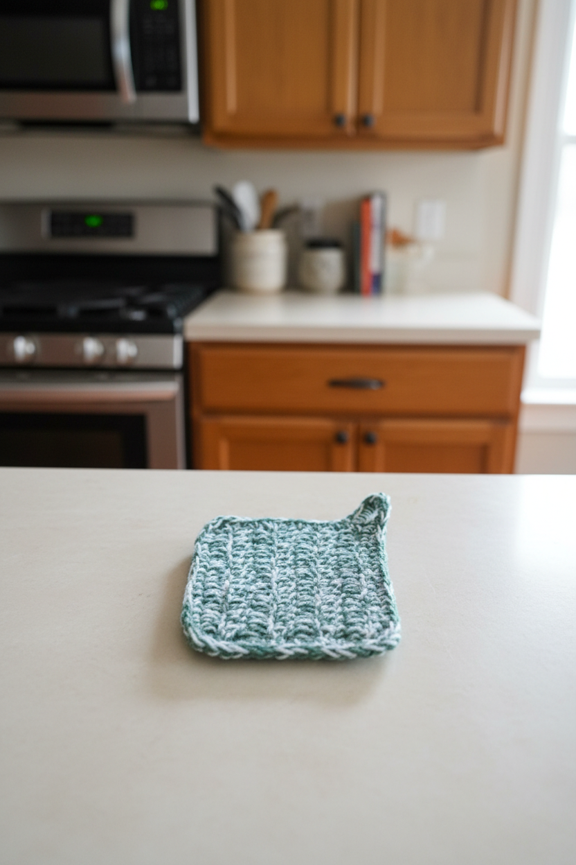 Green/White Pot Holder Crow's Perch Artworks