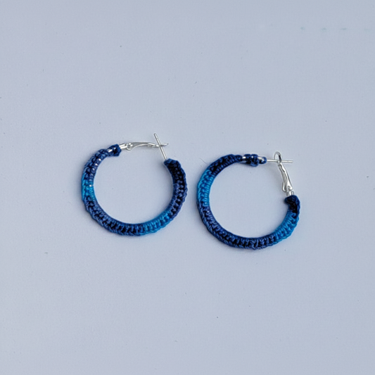 Blue Hoop Earrings Crow's Perch Artworks