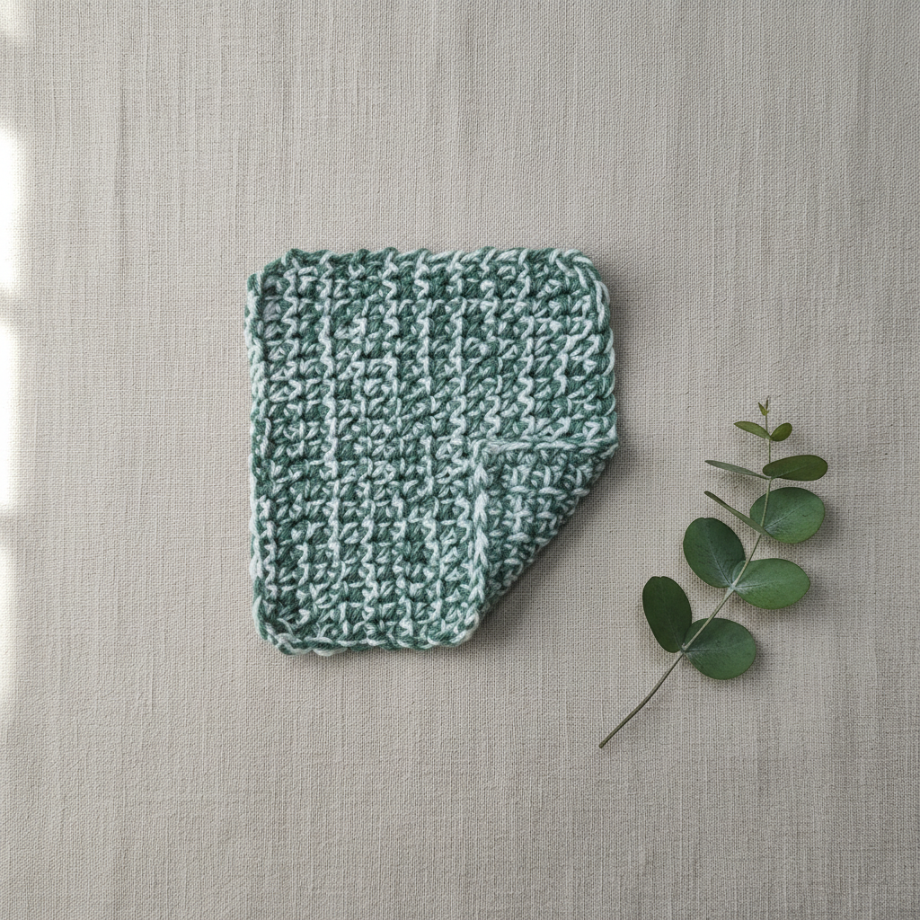 Green/White Dish Cloth Crow's Perch Artworks