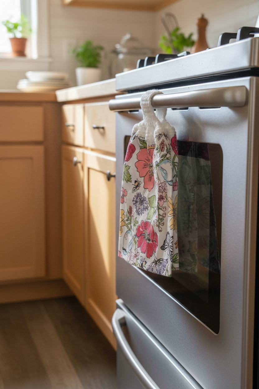 Hand Towel with Floral Print Crow's Perch Artworks