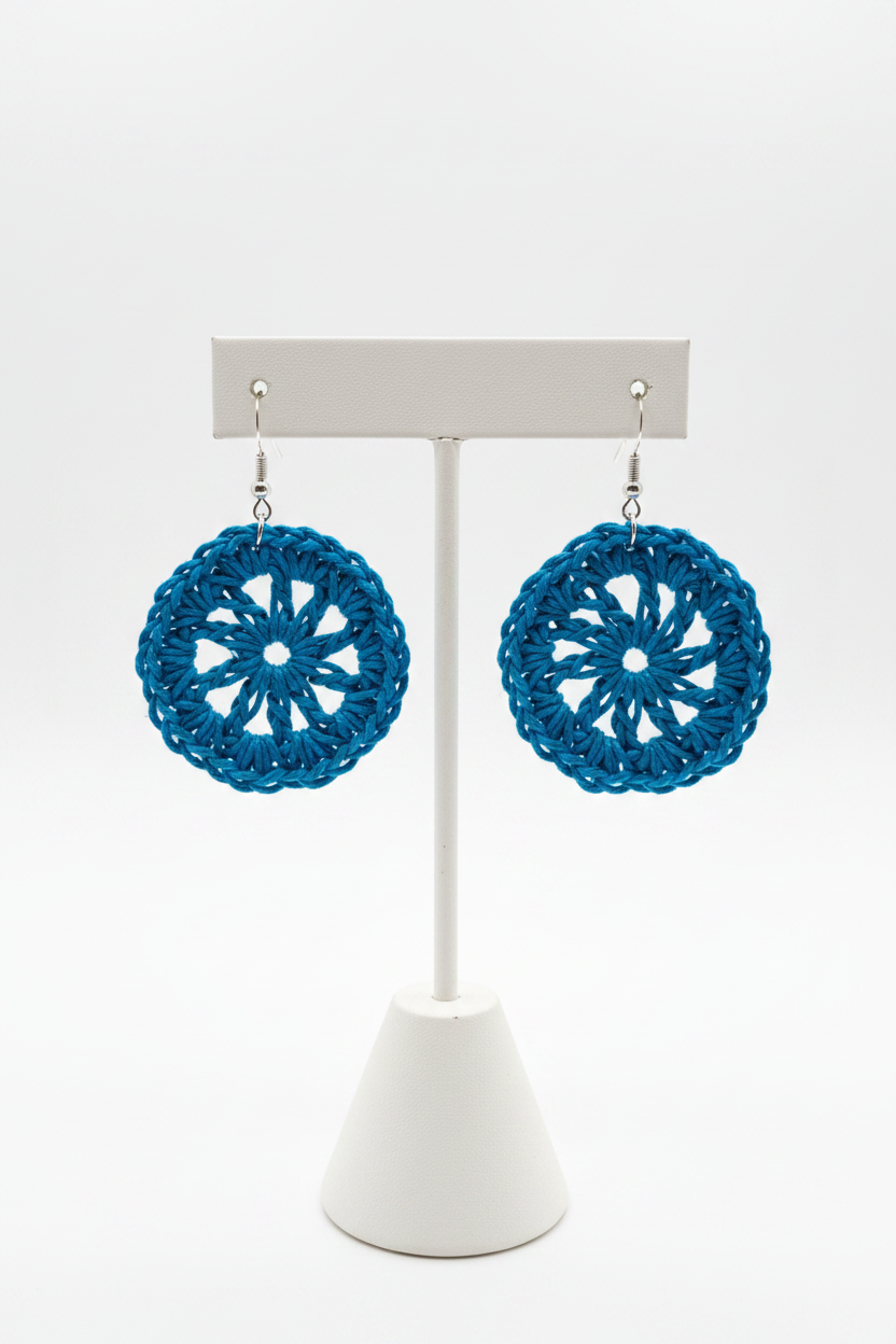 Blue Wagon Wheel Earrings Crow's Perch Artworks
