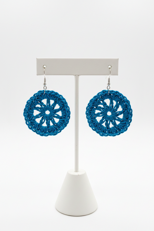 Blue Wagon Wheel Earrings Crow's Perch Artworks