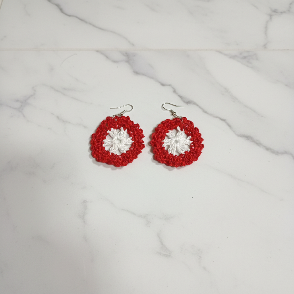Red/White Flower Earrings Crow's Perch Artworks