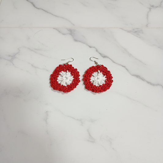 Red/White Flower Earrings Crow's Perch Artworks