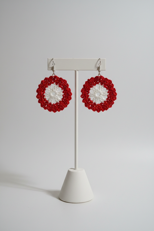 Red/White Flower Earrings Crow's Perch Artworks
