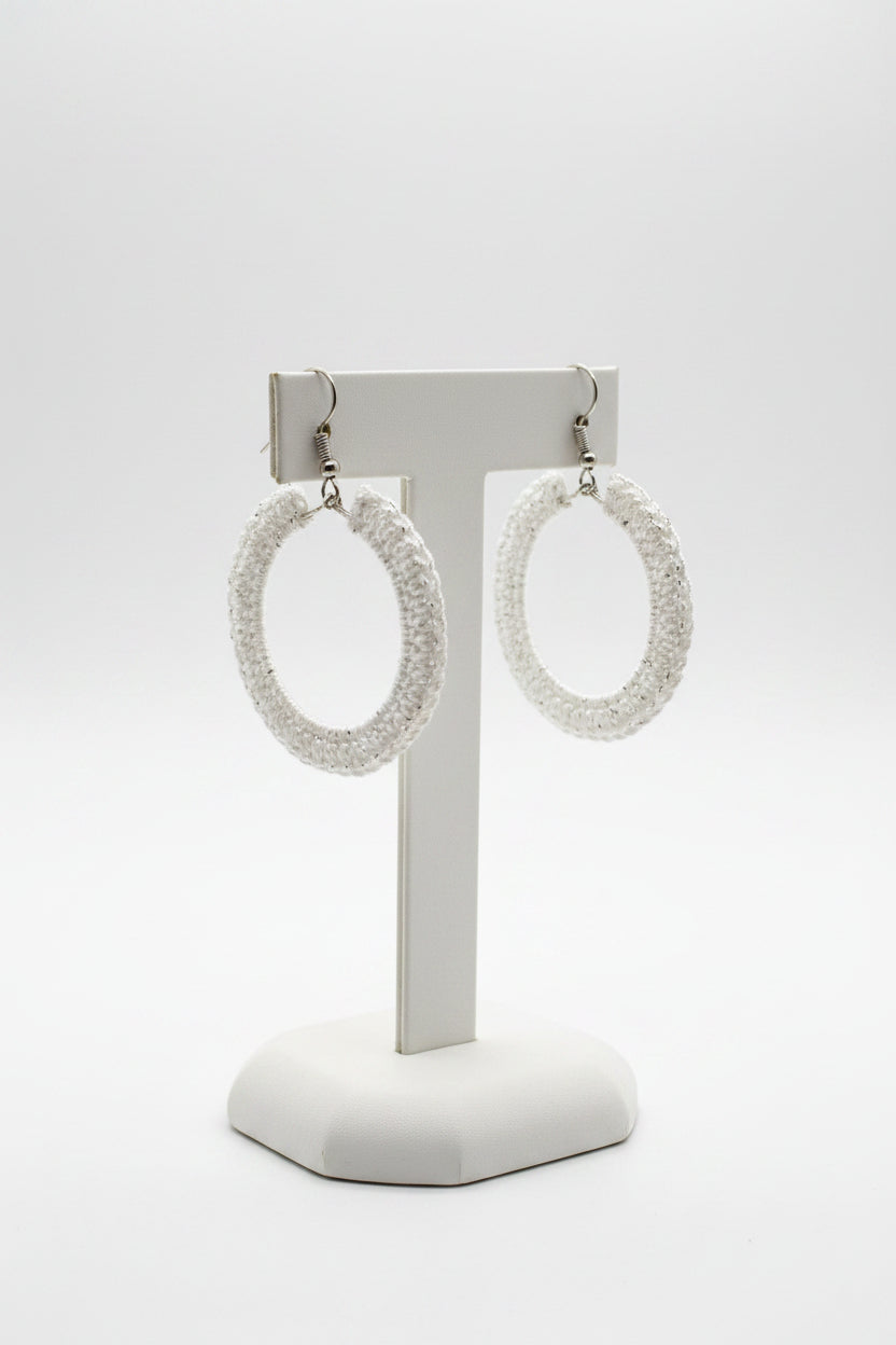 White Hoop Earrings Crow's Perch Artworks