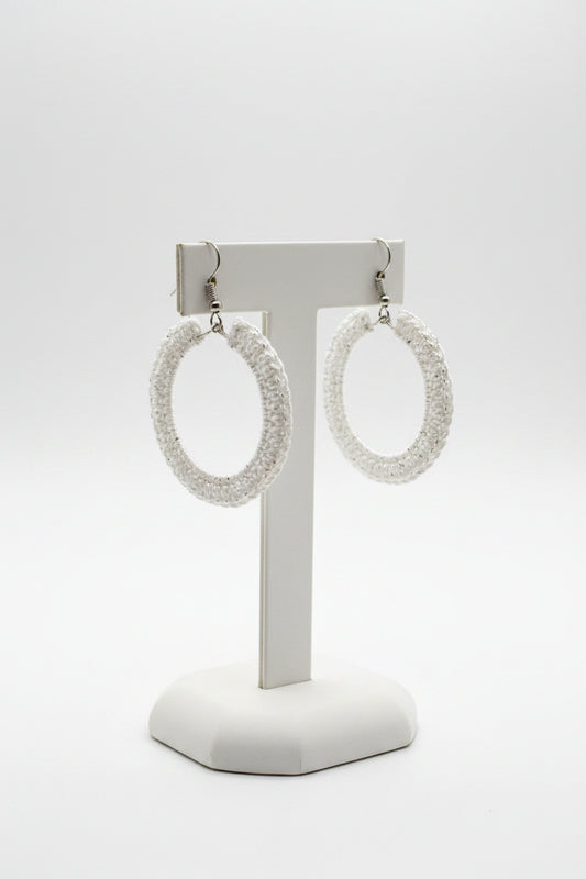 White Hoop Earrings Crow's Perch Artworks