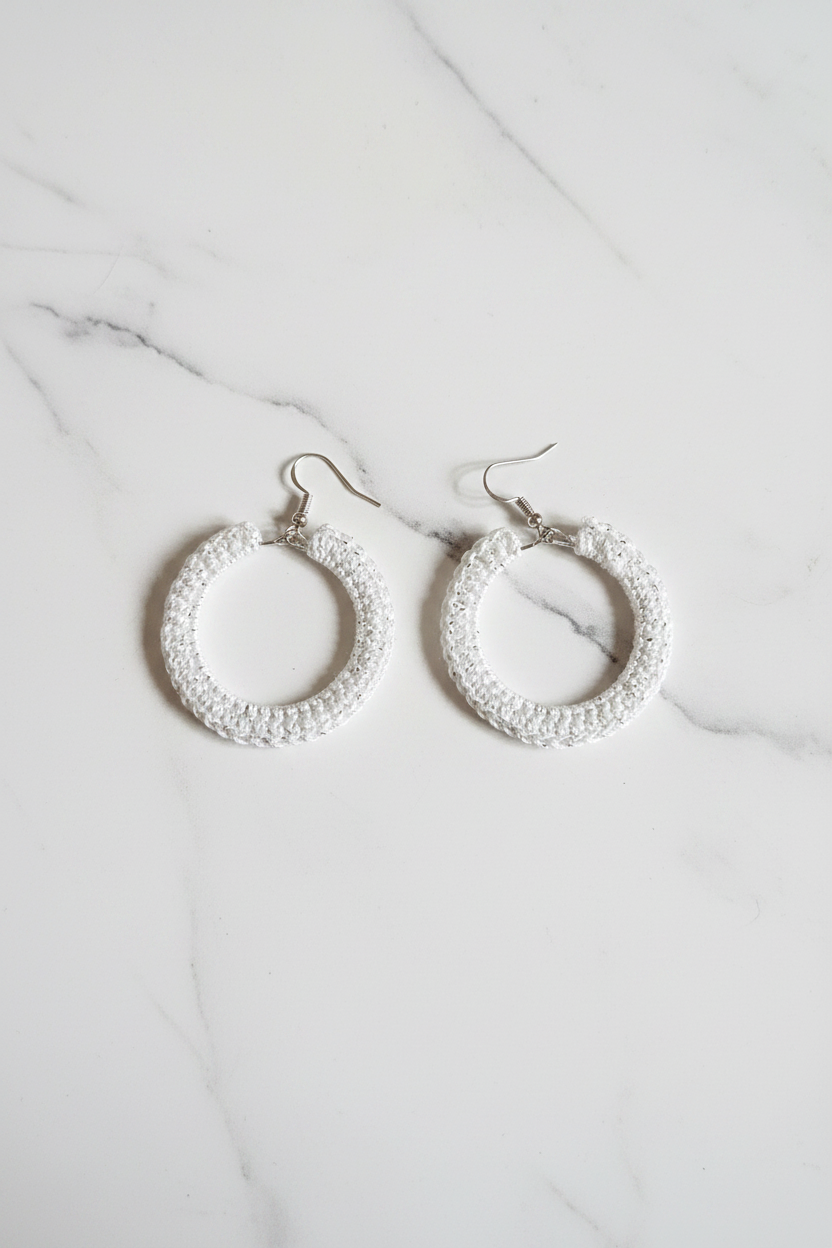 White Hoop Earrings Crow's Perch Artworks
