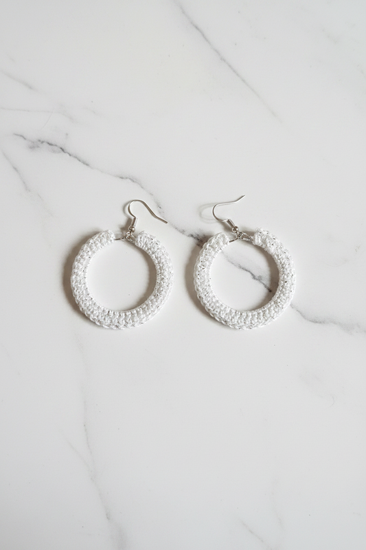 White Hoop Earrings Crow's Perch Artworks