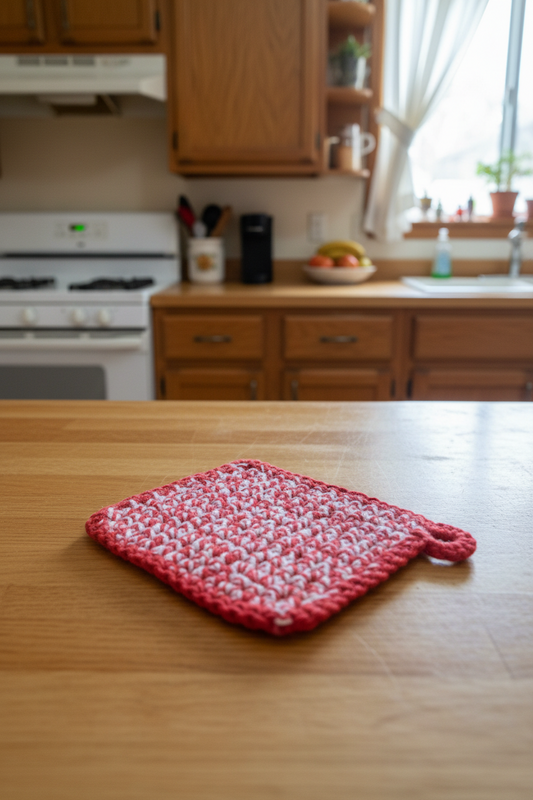 Red/White Pot Holder Crow's Perch Artworks