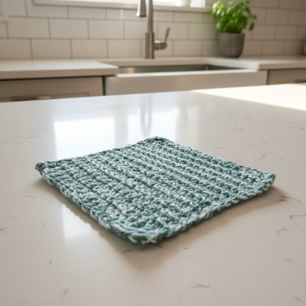 Green/White Dish Cloth Crow's Perch Artworks