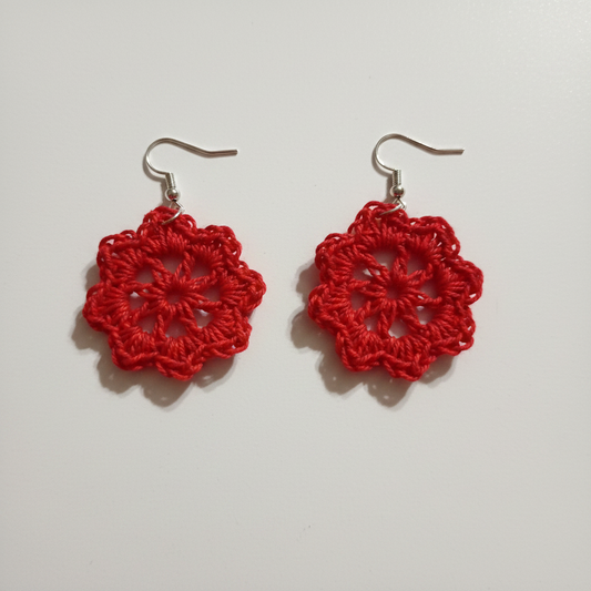 Red Flower Earrings Crow's Perch Artworks